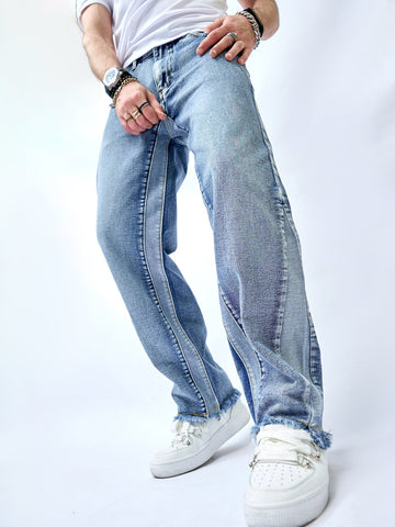 Jeans de pierna recta con bolsillo oblicuo