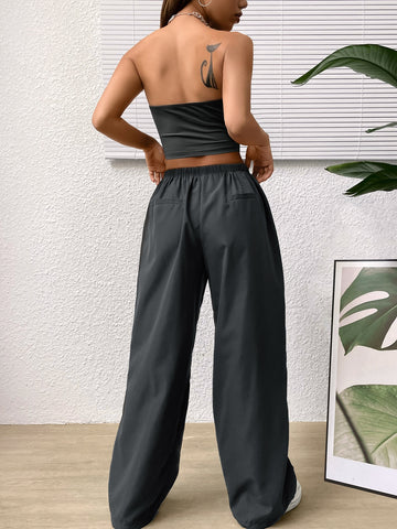 Top tubo crop & Pantalones de pierna ancha