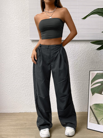 Top tubo crop & Pantalones de pierna ancha