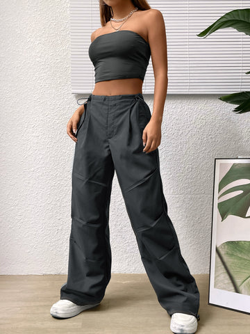 Top tubo crop & Pantalones de pierna ancha