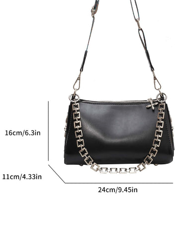 Bolso hobo de metal & con diseño de cadena