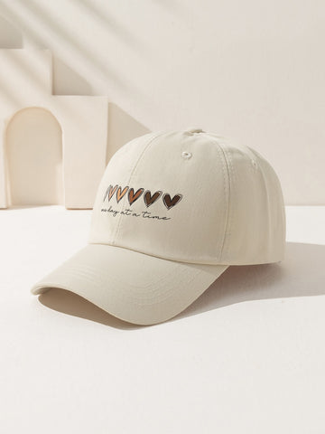 1 pieza gorra de béisbol de mujer con estampado de corazón y eslogan