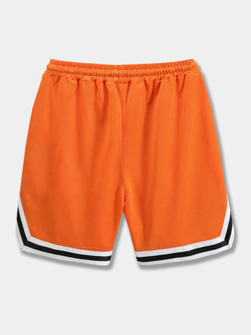 Shorts Para Hombres Con Cordón Y Cintura Contrastante Con Diseño Gráfico De Letras