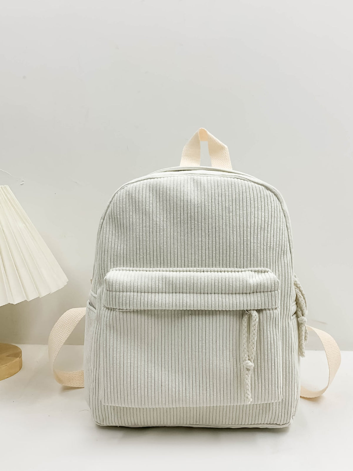 Mochila funcional de pana con estampado de letra