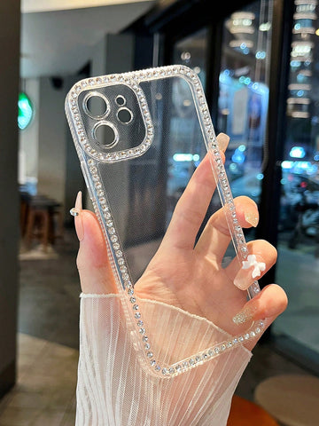 Funda de celular transparente con diseño de diamante de imitación