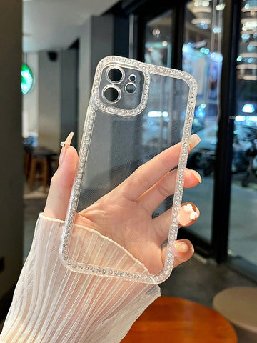 Funda de celular transparente con diseño de diamante de imitación