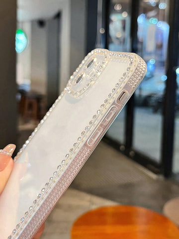 Funda de celular transparente con diseño de diamante de imitación