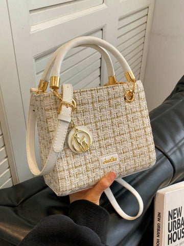 Bolso De Mano De Mujer Lujoso Bolso Blanco Cruzado Con Gran Capacidad