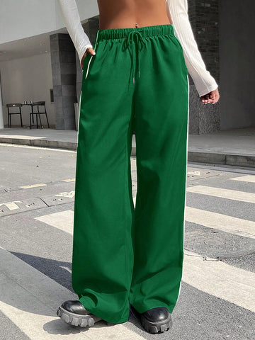 Pantalones de pierna ancha de talle alto con costura