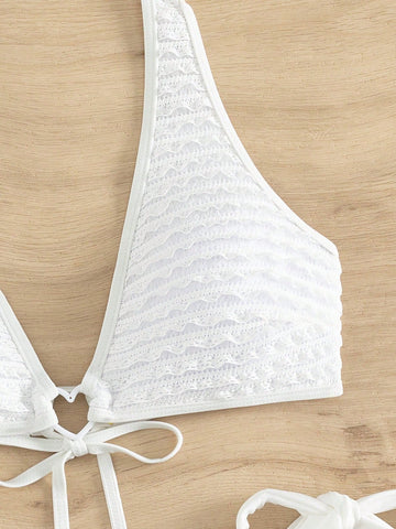 Bikini halter vinculado con aro de corazón