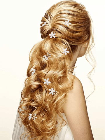 10 clips pequeños de garra de perlas con diseño de flores, clips de flequillo artificiales dulces, accesorios decorativos para el cabello