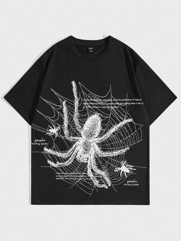 Camiseta Hombre -  Araña Impresión Cuello Redondo