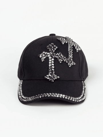 1 pieza Gorra de béisbol con diamante de imitación decorado cruzado diseñado estilo callejero unisex