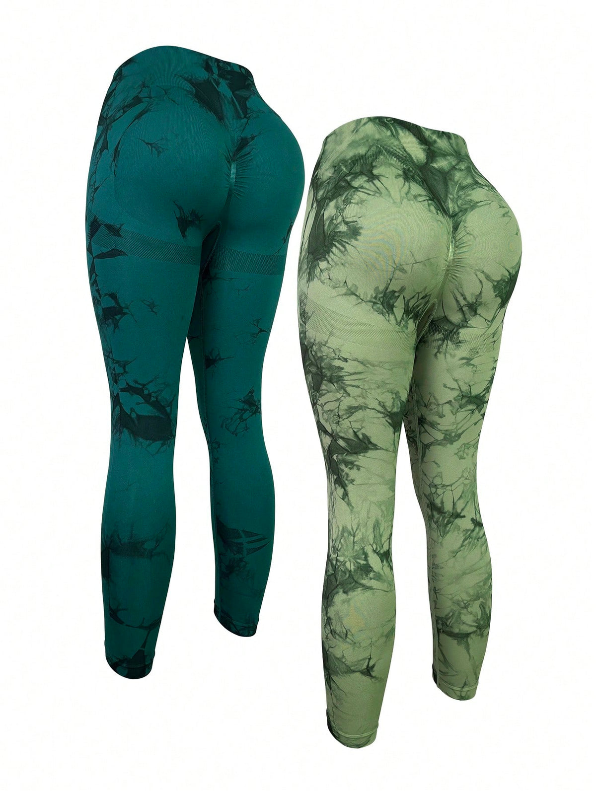 2 piezas Leggings deportivos de tie dye de cintura ancha