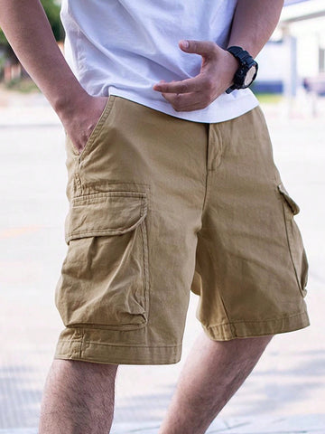 Shorts De Carga Para Hombre Con Bolsillo Lateral De Solapa Y Ajuste Holgado