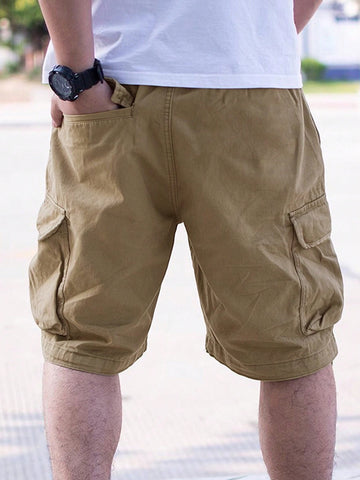 Shorts De Carga Para Hombre Con Bolsillo Lateral De Solapa Y Ajuste Holgado