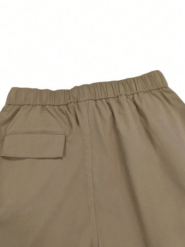 Shorts De Carga Para Hombre Con Bolsillo Lateral De Solapa Y Ajuste Holgado