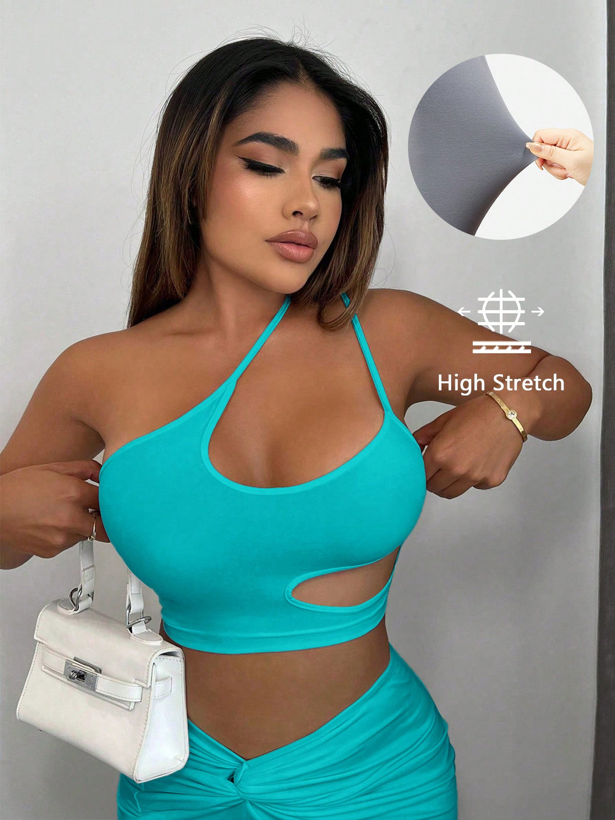 Top crop de un hombro con abertura