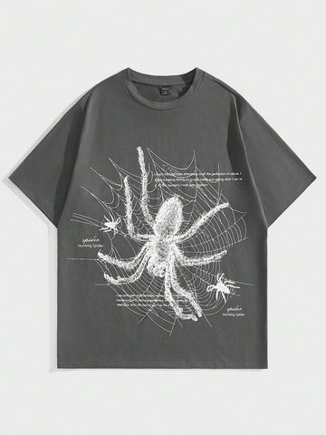 Camiseta Hombre -  Araña Impresión Cuello Redondo