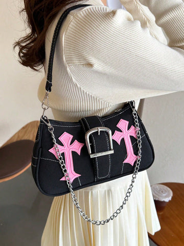 Bolso De Hombro Y2k Con Patrón De Estrella Para Mujer,