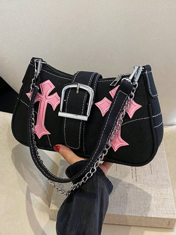 Bolso De Hombro Y2k Con Patrón De Estrella Para Mujer,