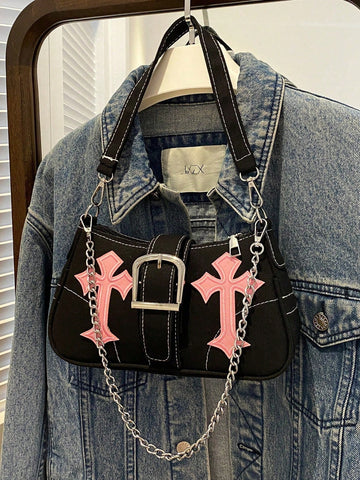 Bolso De Hombro Y2k Con Patrón De Estrella Para Mujer,