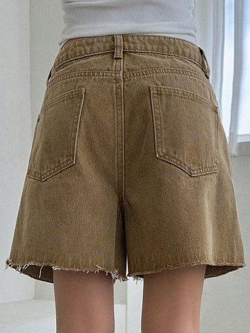 Shorts De Mezclilla Con Dobladillo Sin Procesar