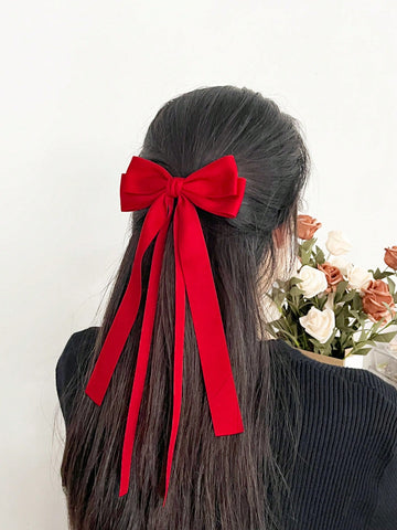 1 Pieza Pinza Para El Pelo Con Lazo De Cinta Rosa Para Mujer, Adecuada Para Uso Diario