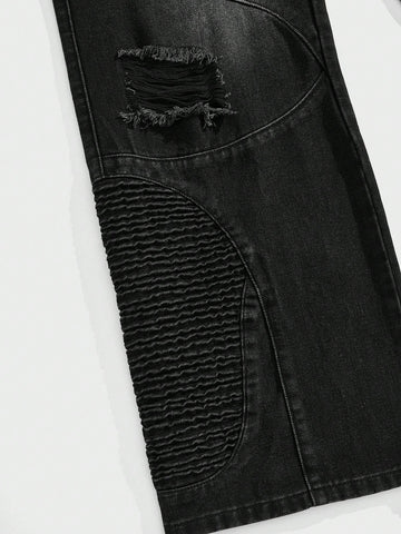 Jeans De Dobladillo Deshilachado Para Hombre