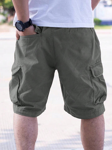 Shorts De Carga Para Hombre Con Bolsillo Lateral De Solapa Y Ajuste Holgado