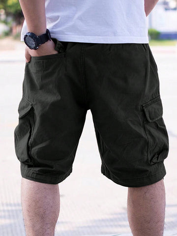 Shorts De Carga Para Hombre Con Bolsillo Lateral De Solapa Y Ajuste Holgado