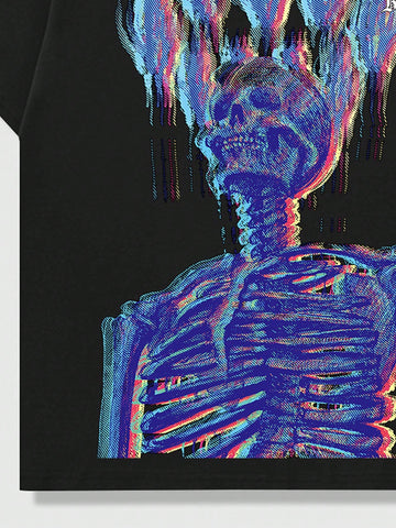 Camiseta De Manga Corta Para Hombre Con Diseño De Calaveras Y Letras