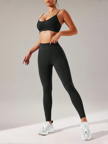 Yoga Basic Conjunto De Ropa Deportiva Para Mujer Con Ejercicio De Yoga De Alta Elasticidad Sin Costuras