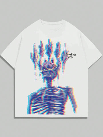 Camiseta De Manga Corta Para Hombre Con Diseño De Calaveras Y Letras