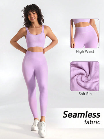 Yoga Basic Conjunto De Ropa Deportiva Para Mujer Con Ejercicio De Yoga De Alta Elasticidad Sin Costuras