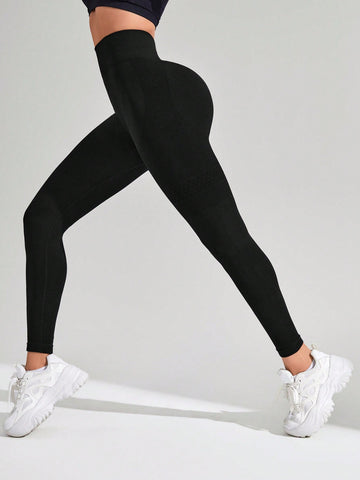 Medias de yoga Leggings de compresión sin costuras con control de barriga y cinturilla ancha