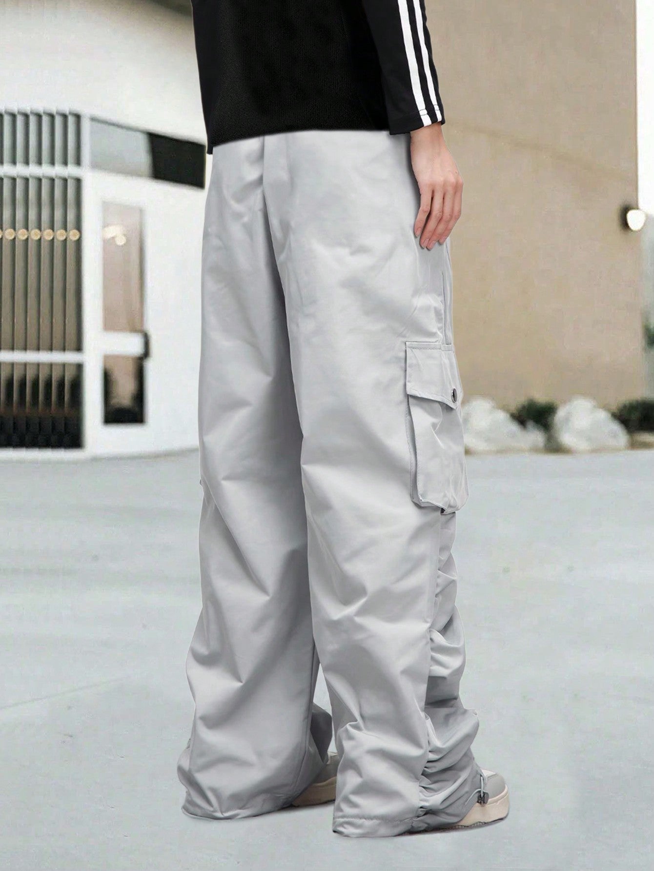 Pantalones Anchos Con Bolsillo Cargo Lateral Para Hombre S