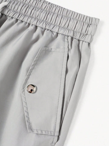 Pantalones Anchos Con Bolsillo Cargo Lateral Para Hombre