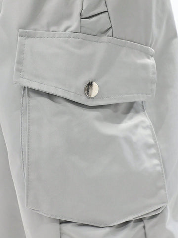 Pantalones Anchos Con Bolsillo Cargo Lateral Para Hombre